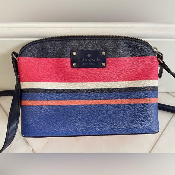Kate SpadeNew York small multicolor striped shoulder bag purse leather designer - Picture 1 of 7